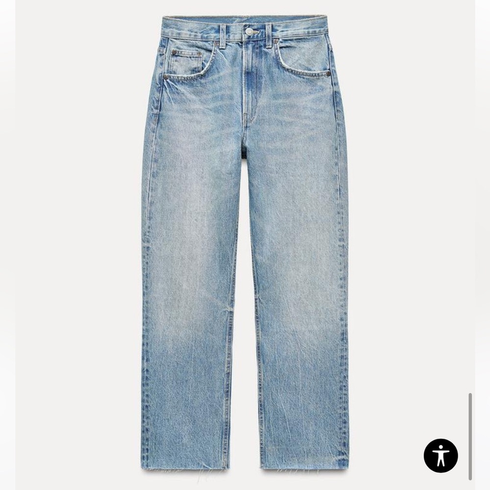 Zara TRF STRAIGHT LEG JEANS WITH A HIGH WAIST